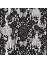 CHEMIN DE TABLE DENTELLE NOIRE TETE DE MORT 37CM X 180CM