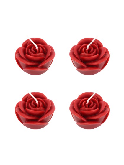 SET 4 BOUGIES ROSES ROUGES DIA 5CM X 3.5CM