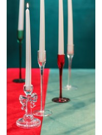 CLEAR GLASS BOW CANDLEHOLDER DIA 9.2CM X 14.8CM