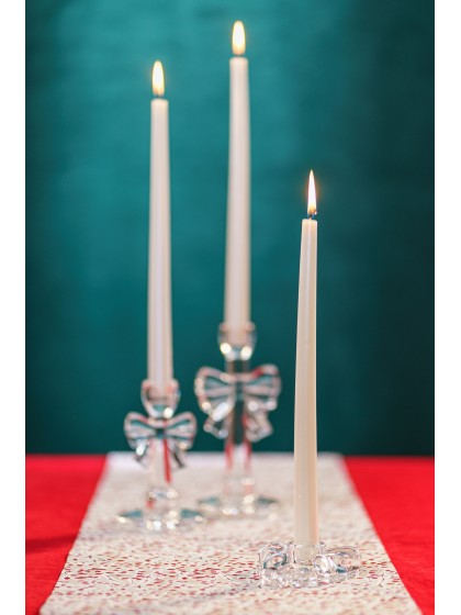 CLEAR GLASS BOW CANDLEHOLDER 9.2CM X 9.2CM X 2.8CM