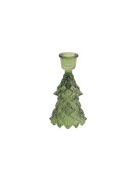KERZENHALTER FACKELKERZE GLAS TANNE GRÜN DIA 7.8CM X 14.5CM
