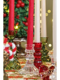 BOUGEOIR VERRE FLAMBEAU VINTAGE ROUGE DIA 8CM X 10.5CM