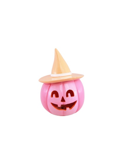 CITROUILLE RESINE ROSE AVEC CHAPEAU ORANGE PASTEL SUMMERWEEN 12.5CM X 12.3CM X 17CM