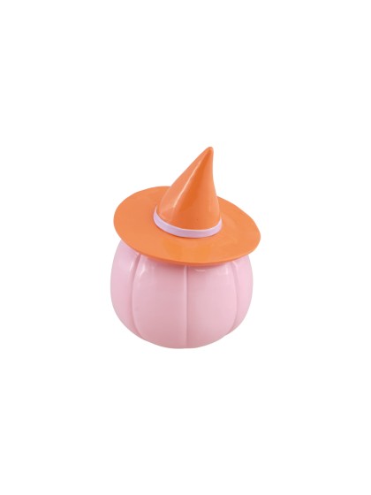 CITROUILLE RESINE ROSE PASTEL AVEC CHAPEAU ORANGE SUMMERWEEN 12.5CM X 12.3CM X 17CM