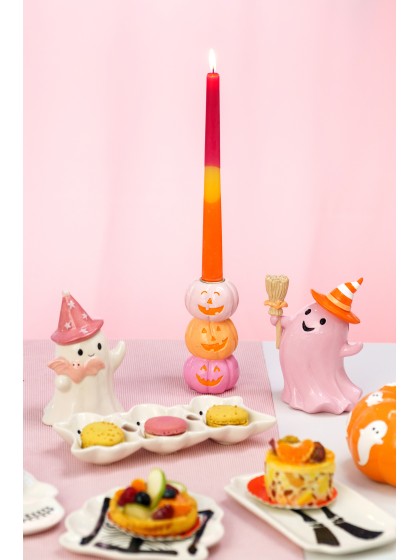 BOUGEOIR RESINE 3 CITROUILLES SOURIANTES SUMMERWEEN 6.3CM X 6.3CM X 13CM