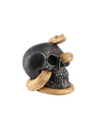 POLYRESIN SKULL WITH GOLDEN SNAKE 14.5CM X 14CM X 13.5CM