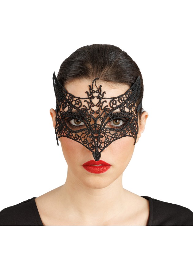 DEMI MASQUE DENTELLE NOIR 22CM X 0.2CM X 14CM