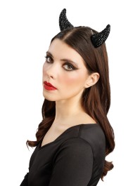 PINCE A CHEVEUX CORNES DIABLE STRASS NOIRES 5.5CM X 3CM X 5CM