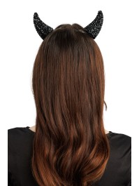 PINCE A CHEVEUX CORNES DIABLE STRASS NOIRES 5.5CM X 3CM X 5CM