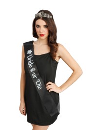 BRIDE OR DIE SET - 2 PCS SCARF AND TIARA SCARF: 9.5CM X 80CM TIARA: 14.5CM X 16CM X 4CM