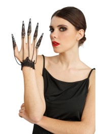 BIJOU DE MAIN DENTELLE ET METAL NOIR 15CM X 1CM X 22CM