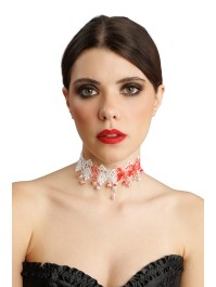 WHITE BLOODY LACE NECKLACE 32CM X 0.5CM X 6CM
