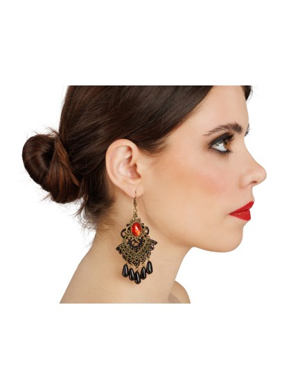 KIT 3 PCS - COLLIER BOUCLES D’OREILLES RUBIS ET GANTS DENTELLE COLLIER: 34CM X 0.5CM X 10CM BO: 5CM X 0.5CM X 8CM GANTS: 8.5C