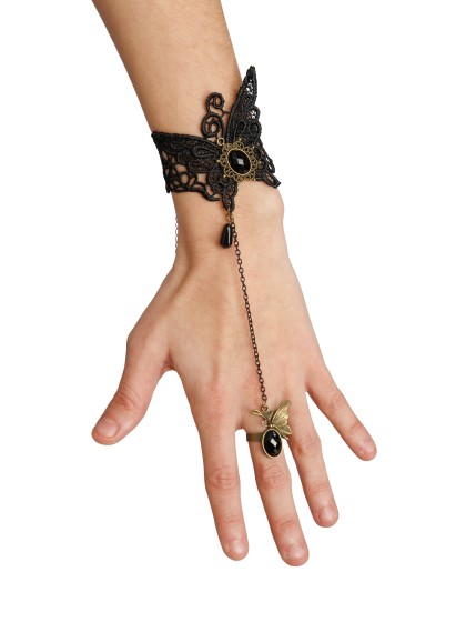 KIT 3 PCS - COLLIER BOUCLES D’OREILLES BRACELET AVEC BAGUE BUTTERFLY DENTELLE COLLIER: 30CM X0.5CM X 20CM BO: 2CM X 0.5CM X 7