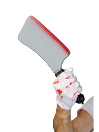 KIT KILLER - 3 PCS TABLIER GANTS COUTEAU ENSANGLANTES TABLIER: 62CM X 1CM X 84CM GANTS: 9CM X 21CM COUTEAU: 2.5CM X 2.5CM X 3