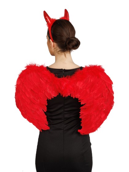 KIT DIABLE ROUGE - 3 PCS AILES SERRE-TÊTE TRIDENT AILES: 60CM X 42CM X 2CM TRIDENT: 7.5CM X 1CM X 53CM