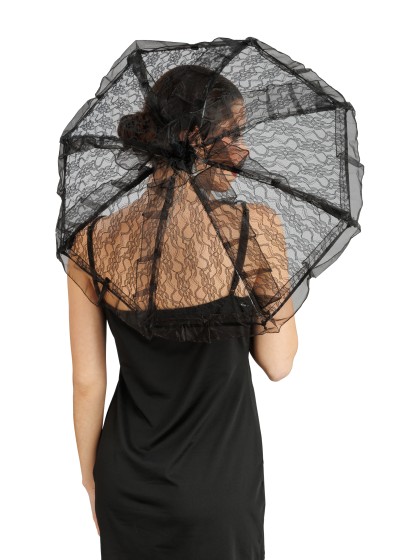 BLACK WIDOW SET - 3 PCS UMBRELLA VEIL GLOVES UMBRELLA: 8CM X 8CM X 57CM VEIL: 30CM X 70CM GLOVES: 9CM X 24CM