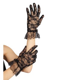 SET SPITZE VEUVE SCHWARZ - 3 PCS SONNENSCHIRM VOILE HANDSCHUHE SCHIRM: 8 CM X 8 CM X 57 CM Schleier: 30 CM X 70 CM Handschuhe
