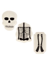 ASSIETTE CERAMIQUE SQUELETTE BLANC SUMMERWEEN - 3 ASS ENV 13.5CM X 1.5CM X 19CM
