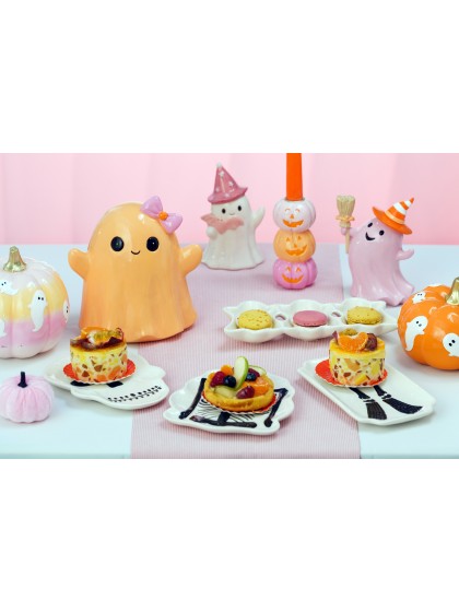 ASSIETTE CERAMIQUE SQUELETTE BLANC SUMMERWEEN - 3 ASS ENV 13.5CM X 1.5CM X 19CM
