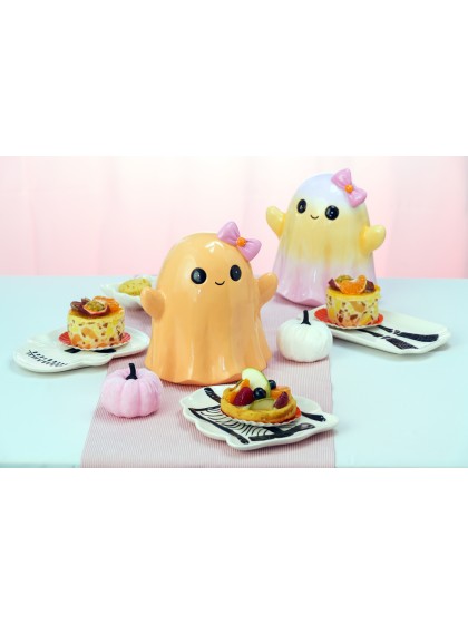 ASSIETTE CERAMIQUE SQUELETTE BLANC SUMMERWEEN - 3 ASS ENV 13.5CM X 1.5CM X 19CM