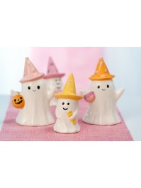PETIT FANTOME CERAMIQUE AVEC FRIANDISES SUMMERWEEN - 2 ASS 6.5CM X 6.5CM X 12.5CM