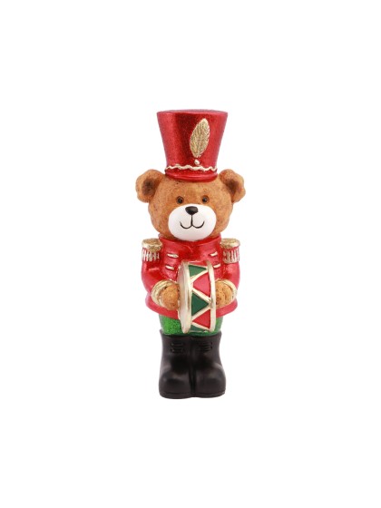 POLYRESIN SWEET BEAR BARNABEY WITH DRUM 11.5CM X 14CM X 29.5CM