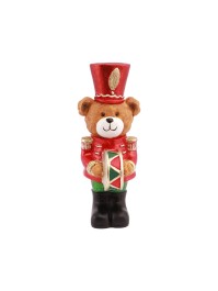 POLYRESIN SWEET BEAR BARNABEY WITH DRUM 11.5CM X 14CM X 29.5CM