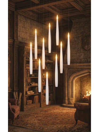 10 KERZEN WEISS LED ZUM HENGELN MIT ZAUBERSTAB MAGIQUE KERZE: 1,5 CM X 1,5 CM X 15 CM Wand: 2 CM X 2 CM X 35 CM