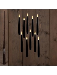 10 BLACK LED FLOATING CANDLES WITH MAGIC STICK CANDLE: 1.5CM X 1.5CM X 15CM MAGIC STICK: 2CM X 2CM X 35CM