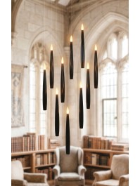10 KERZEN SCHWARZ LED ZUM HENGELN  MIT ZAUBERSTAB MAGIQUE KERZE: 1,5 CM X 1,5 CM X 15 CM Wand: 2 CM X 2 CM X 35 CM