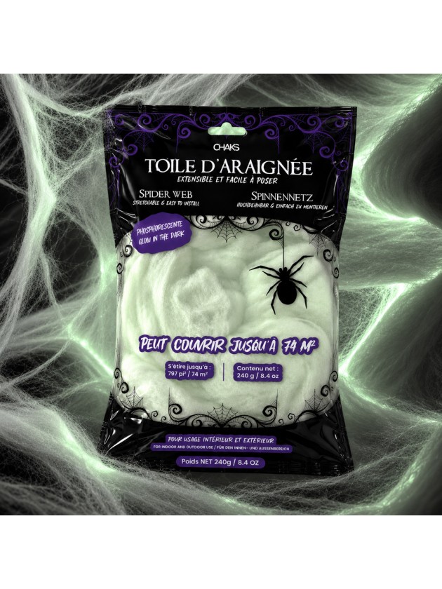 TOILE D’ARAIGNEE BLANCHE PHOSPHORESCENTE 240GR