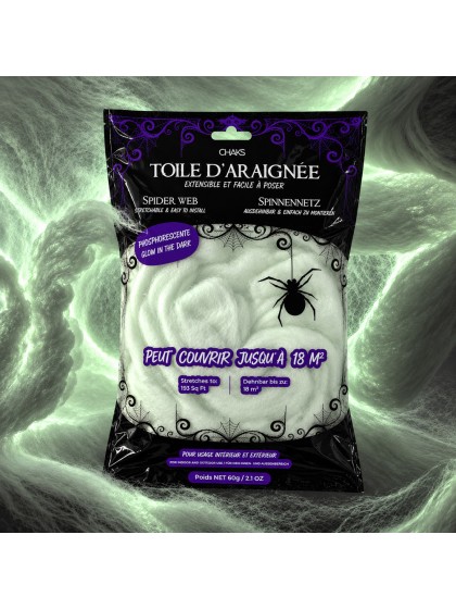 TOILE D’ARAIGNEE BLANCHE PHOSPHORESCENTE 60GR