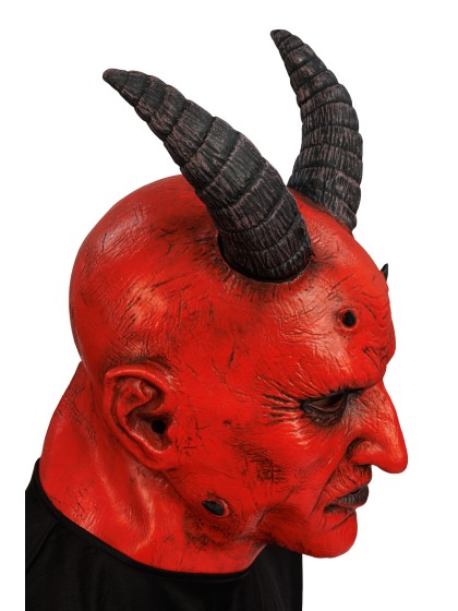 MASQUE LATEX KRAMPUS ROUGE 26CM X 26CM X 38CM