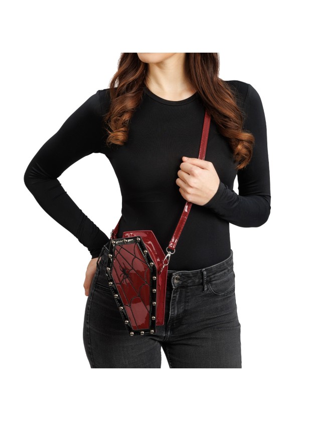 SAC BANDOULIERE CERCUEIL BORDEAUX 12CM X 8CM X 22CM