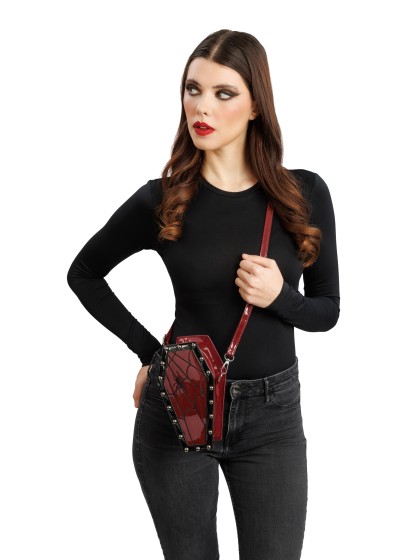 SAC BANDOULIERE CERCUEIL BORDEAUX 12CM X 8CM X 22CM