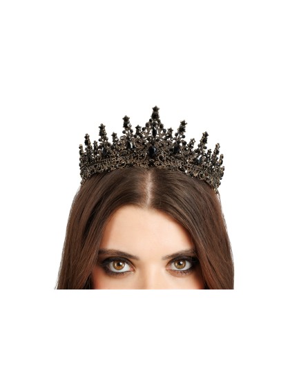 COURONNE DIADEME PIERRES NOIRES GOTHIC QUEEN 16.5CM X 15CM X 6.5CM
