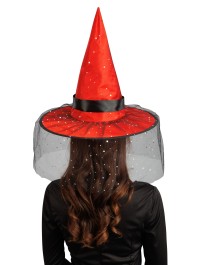 GLITTER AND BUCKLE ADULT RED WITCH HAT 41CM X 41CM X 37CM