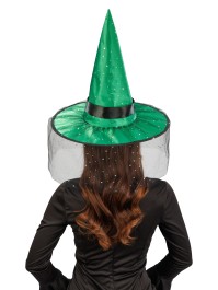 CHAPEAU DE SORCIERE VERT BOUCLE ET PAILLETTES ADULTE 41CM X 41CM X 37CM
