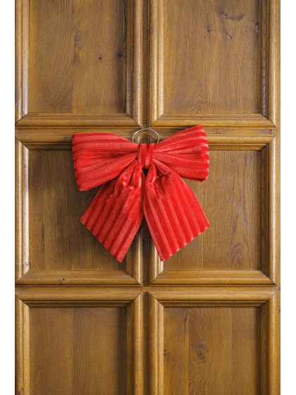 RED VELVET TEXTURED BOW 34CM X 5CM X 36CM