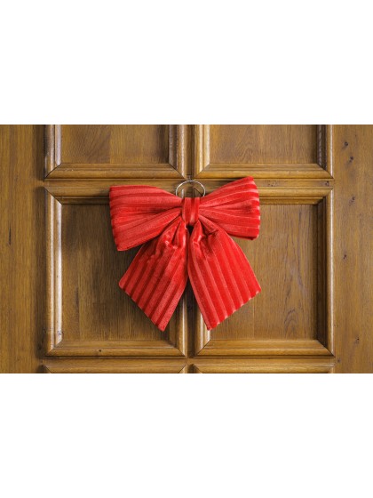 NOEUD VELOURS ROUGE TEXTURE 34CM X 5CM X 36CM