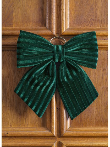 NOEUD VELOURS VERT TEXTURE 34CM X 5CM X 36CM