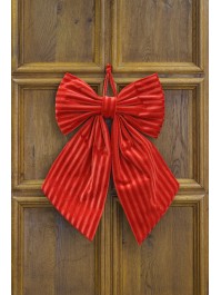 RED VELVET TEXTURED BOW 45CM X 4CM X 60CM