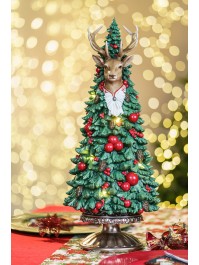 RESIN DEER HEAD XMAS TREE WITH LED DIA 21.3CM X 51CM