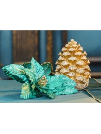 SMALL SIZE FROSTED GOLDEN RESIN PINECONE DIA 14CM X 19.3CM