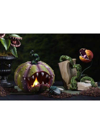 CITROUILLE CARNIVORE RESINE AVEC LED 28CM X 28.5CM X 28.5CM