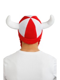 CASQUE TISSUS CORNES ET TRESSES SUPPORTER BLANC ET ROUGE 34CM X 4.5CM X 56CM