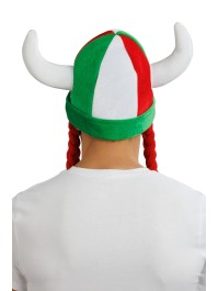 HELM STOFFE HÖRNER UND ZÖPFE FAN GRÜN WEISS ROT 34CM X 4.5CM X 56CM