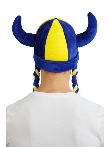 CASQUE TISSUS CORNES ET TRESSES SUPPORTER BLEU ET JAUNE 34CM X 4.5CM X 56CM
