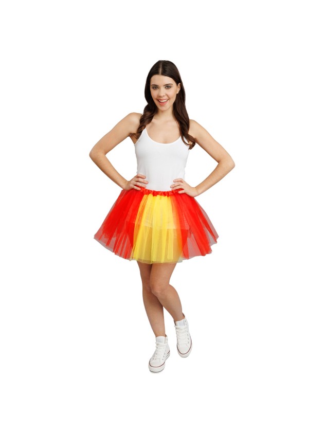 TUTU FAN ROT UND GELB Einheitsgröße - 39CM